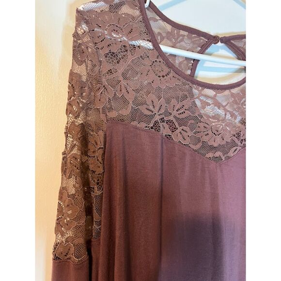 Torrid Super Soft Knits Bohochic Casual Mauve Long Sleeve Top w/Lace L(0)*READ - Picture 3 of 7